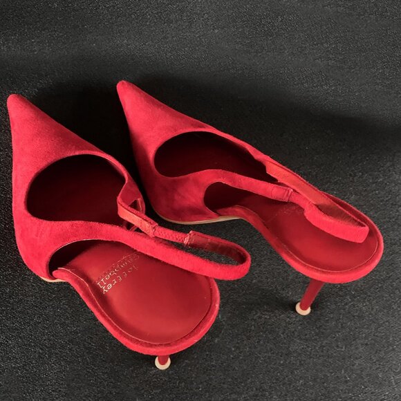 Jeffrey Campbell Womens "You-Wish" Red Suede Slingback Pointed Toe Pumps Size: 9 - Picture 7 of 8
